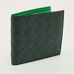 مملوكة مسبقًا Bottega Veneta Dark Green Intrecciato Leather Bifold Wallet
