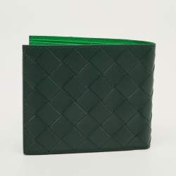 مملوكة مسبقًا Bottega Veneta Dark Green Intrecciato Leather Bifold Wallet