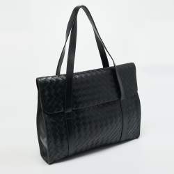 مملوكة مسبقًا Bottega Veneta Classic Portfolio Black Intrecciato Leather Bag