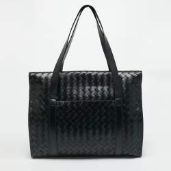 مملوكة مسبقًا Bottega Veneta Classic Portfolio Black Intrecciato Leather Bag