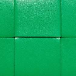 Pre Owned Bottega Veneta Cassette Green Intrecciato Leather Card Holder
