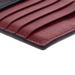 Pre Owned Bottega Veneta Navy Blue/Red Intrecciato Leather Zip Card Holder