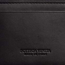Pre Owned Bottega Veneta Navy Blue/Red Intrecciato Leather Zip Card Holder