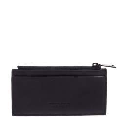 Pre Owned Bottega Veneta Navy Blue/Red Intrecciato Leather Zip Card Holder