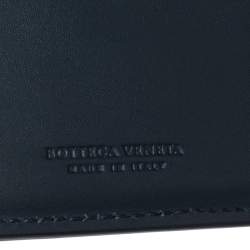 Pre Owned Bottega Veneta Navy Blue Intrecciato Leather Bifold Wallet