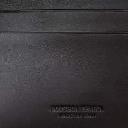 Pre Owned Bottega Veneta Dark Brown Intrecciato Leather Bifold Wallet