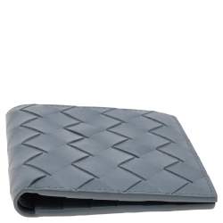 Pre Owned Bottega Veneta Grey Intrecciato Leather Bifold Wallet 