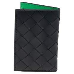 Pre Owned Bottega Veneta Black Intrecciato Leather Car Holder