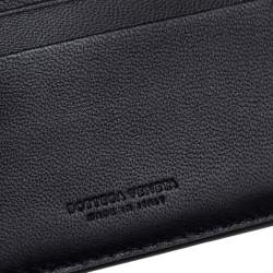 Pre Owned Bottega Veneta Black/Grey Intrecciato Leather Bifold Compact Wallet