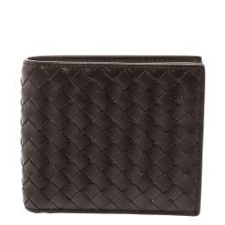 Bottega Venetia Mocha Brown Intrecciato Leather Bifold Compact Wallet