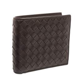 Bottega Venetia Mocha Brown Intrecciato Leather Bifold Compact Wallet