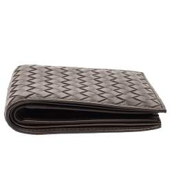 Bottega Venetia Mocha Brown Intrecciato Leather Bifold Compact Wallet