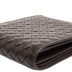 Bottega Venetia Mocha Brown Intrecciato Leather Bifold Compact Wallet