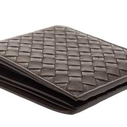Bottega Venetia Mocha Brown Intrecciato Leather Bifold Compact Wallet