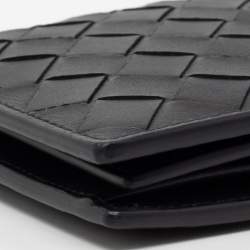 Pre Owned Bottega Veneta Black Intrecciato Leather Bifold Wallet