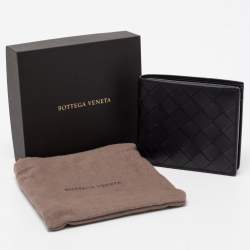 Pre Owned Bottega Veneta Black Intrecciato Leather Bifold Wallet