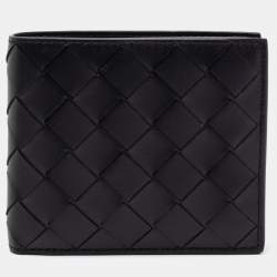 Pre Owned Bottega Veneta Black Intrecciato Leather Bifold Wallet