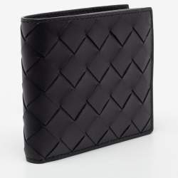 Pre Owned Bottega Veneta Black Intrecciato Leather Bifold Wallet