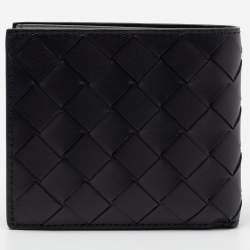 Pre Owned Bottega Veneta Black Intrecciato Leather Bifold Wallet