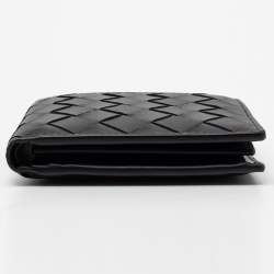 Pre Owned Bottega Veneta Black Intrecciato Leather Bifold Wallet