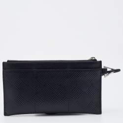 Bottega Veneta Black Debossed Intrecciato Leather Wristlet Clutch