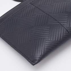 Bottega Veneta Black Debossed Intrecciato Leather Wristlet Clutch