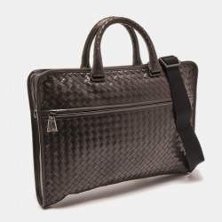 Pre Owned Bottega Veneta Brown Intrecciato Leather Briefcase