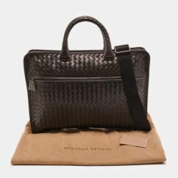 Pre Owned Bottega Veneta Brown Intrecciato Leather Briefcase