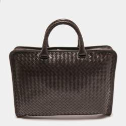 Pre Owned Bottega Veneta Brown Intrecciato Leather Briefcase