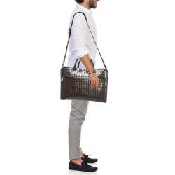 Pre Owned Bottega Veneta Brown Intrecciato Leather Briefcase