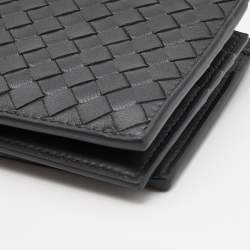 Pre Owned Bottega Veneta Dark Grey Intrecciato Leather Bifold Wallet