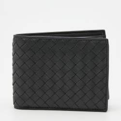 Pre Owned Bottega Veneta Dark Grey Intrecciato Leather Bifold Wallet