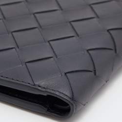 Pre Owned Bottega Veneta Black Intrecciato Leather Bifold Wallet