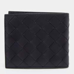 Pre Owned Bottega Veneta Black Intrecciato Leather Bifold Wallet