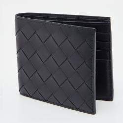 Pre Owned Bottega Veneta Black Intrecciato Leather Bifold Wallet