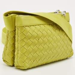 Pre Owned Bottega Veneta Kiwi Intrecciato Leather Classic Duo Crossbody Bag