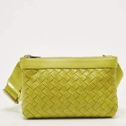 Pre Owned Bottega Veneta Kiwi Intrecciato Leather Classic Duo Crossbody Bag