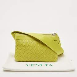 Pre Owned Bottega Veneta Kiwi Intrecciato Leather Classic Duo Crossbody Bag
