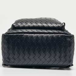 Bottega Veneta Navy Blue Intrecciato Leather Medium Archetypal Backpack