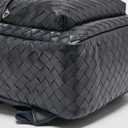 Bottega Veneta Navy Blue Intrecciato Leather Medium Archetypal Backpack