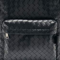 Bottega Veneta Navy Blue Intrecciato Leather Medium Archetypal Backpack
