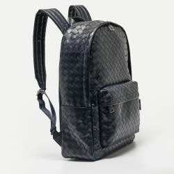 Bottega Veneta Navy Blue Intrecciato Leather Medium Archetypal Backpack