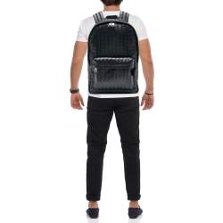 Bottega Veneta Navy Blue Intrecciato Leather Medium Archetypal Backpack