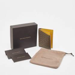Bottega Veneta Brown/Yellow Intrecciato Leather Bifold Card Case
