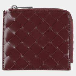 Bottega Veneta Burgundy Intrecciato Leather Coin Purse