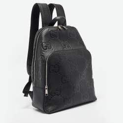 Gucci Black Jumbo GG Leather Large Backpack
