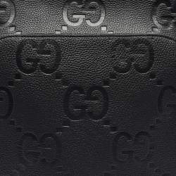 Gucci Black Jumbo GG Leather Large Backpack