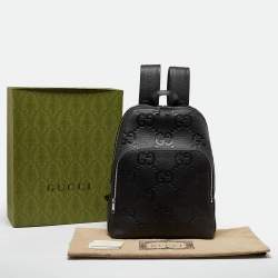 Gucci Black Jumbo GG Leather Large Backpack