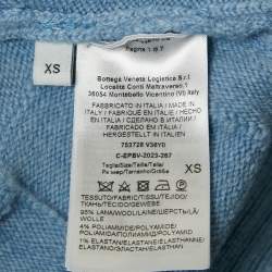 Pre Owned Bottega Veneta Blue Intreccio Wool Knit Crew Neck Jumper XS