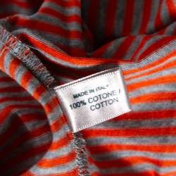 Pre Owned Bottega Veneta Orange Striped Cotton Polo T-Shirt XL